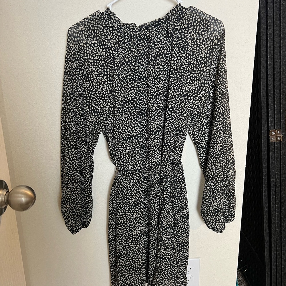 Very J Black and Cream Dotted Dress
